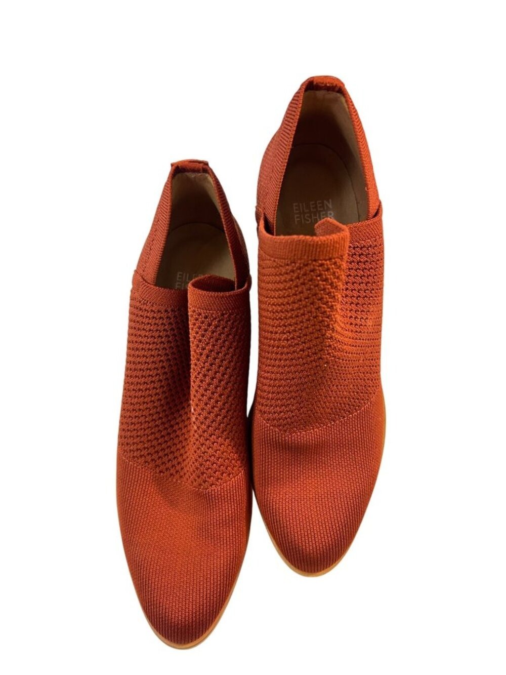 Eileen Fisher Womens Red Woven Knit Heeled Booties Size 7.5 Rust
